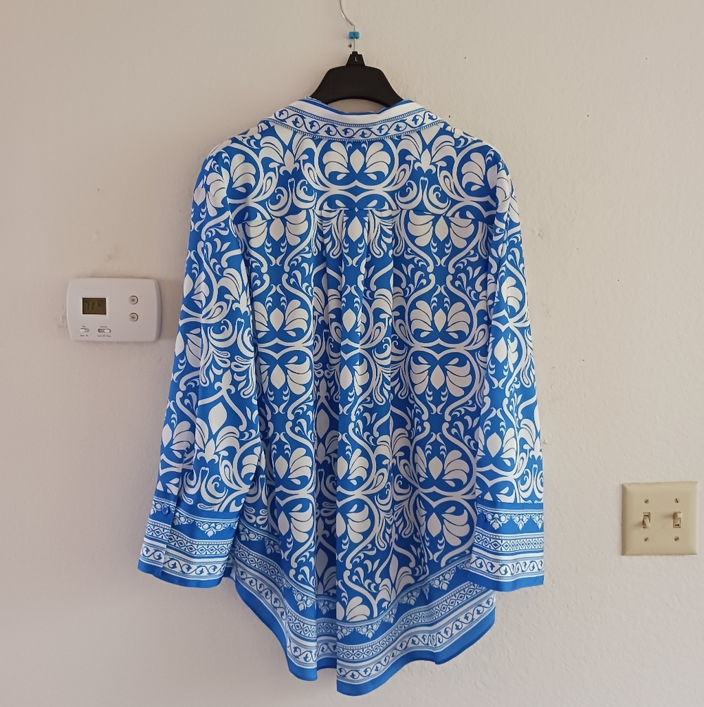 Alice + Olivia Oversize Button Front Mixed Print Kiva Shirt - Picture 7 of 9